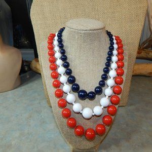 <3  VNTG Old Glory Red White & Blue Necklaces  <3
